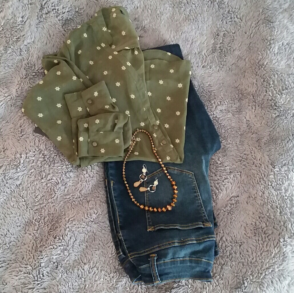 a.n.a Sheer Long Sleeved Blouse